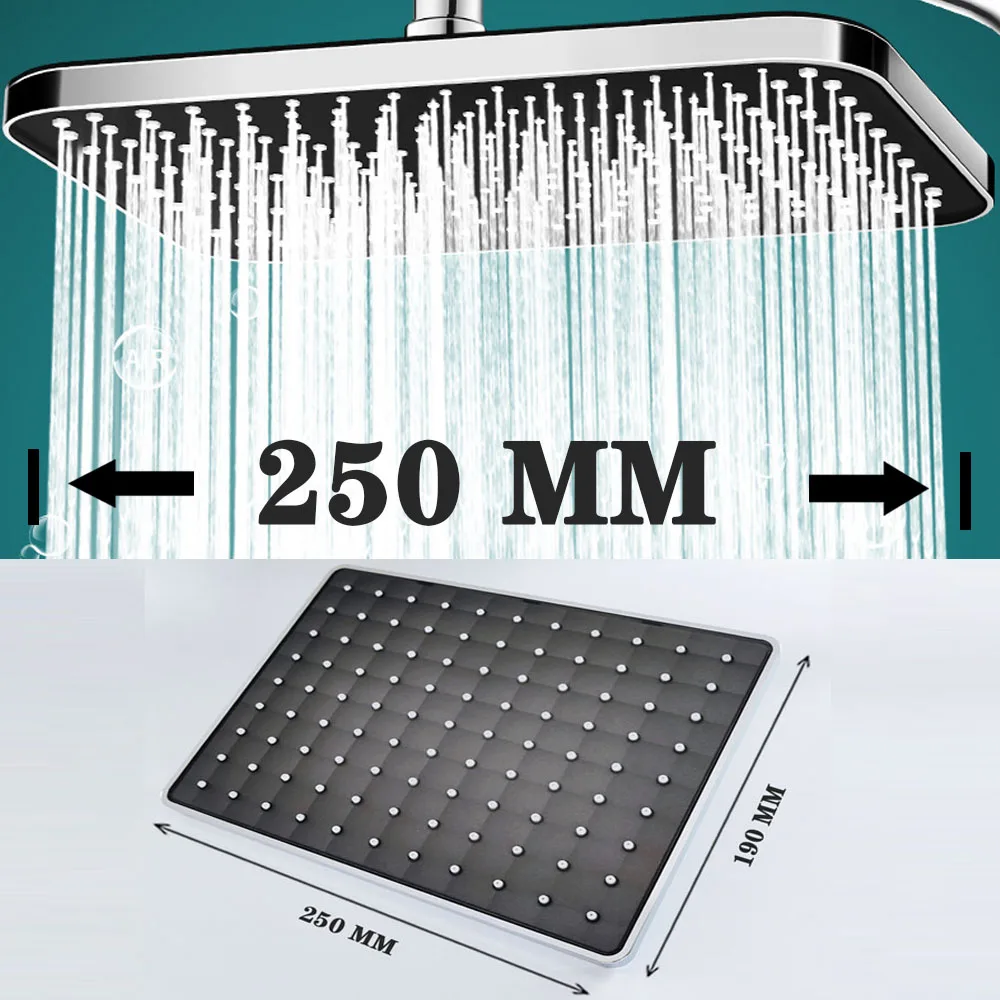 

Large Flow Supercharge Rainfall Overhead Shower Head Big Panel ABS High Pressure Top Ceiling Mounted Shower Bathroom Accessories