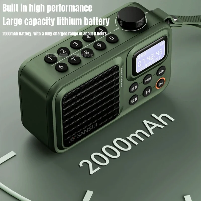 Mini Portable FM Radio Outdoor Heavy Bass Bluetooth Speaker Recorder with LED Display Wireless Handsfree TF USB MP3 Music Player