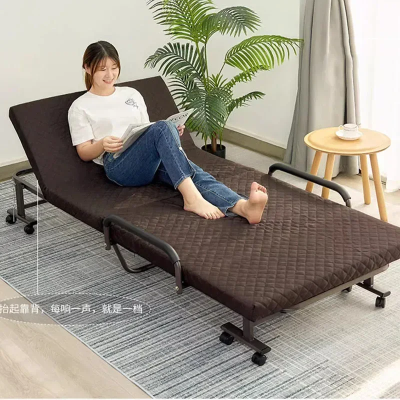 Modern Single Folding Bed Luxury Girls Metal Design Beauty Bed Space Saving Safe Portable Camping Cama Office Furniture