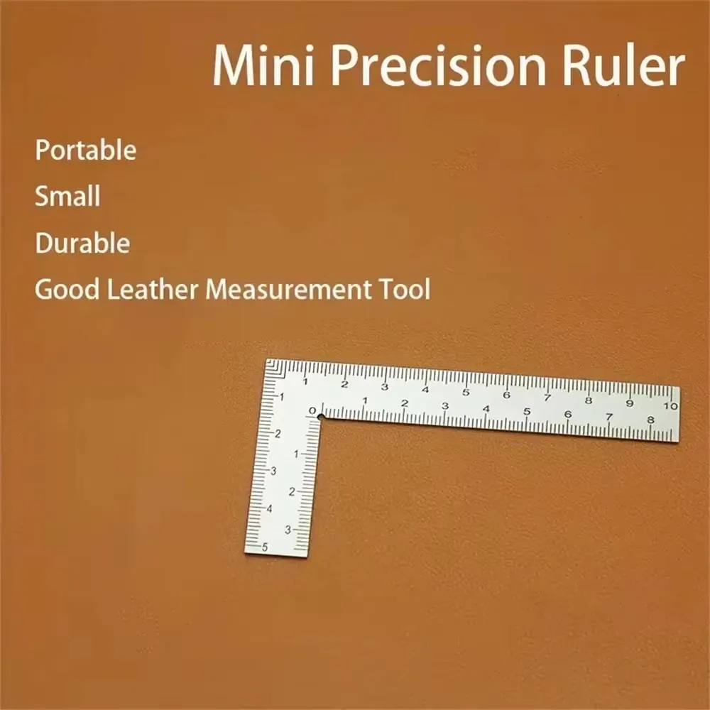 Mini stainless steel L-shaped double-sided precision scale high-precision measuring tool for leather design and metal materi