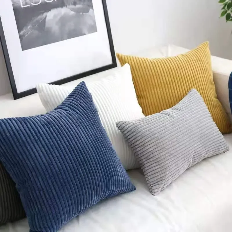 

Soft Corduroy Corn Grain Home Decorative Cushion Cover 40/45/50/55/60cm Solid Color Throw Pillow Case For Bedroom Sofa Chair Car