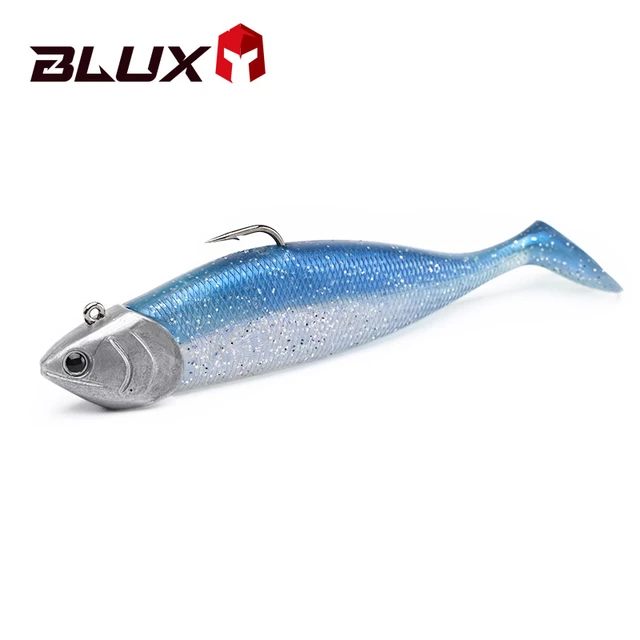 BLUX BLOD SHAD 80mm 105mm Soft Fishing Lure Jighead Black Tail Minnow  Artificial Silicone Bait Saltwater