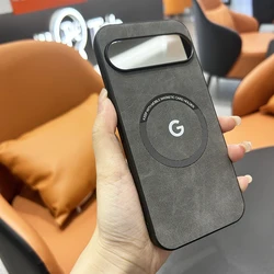 Magnetic Sheepskin Leather Case - Wireless Charging Compatible Protective Cover for Pixel 10Pro XL (Light Gray)