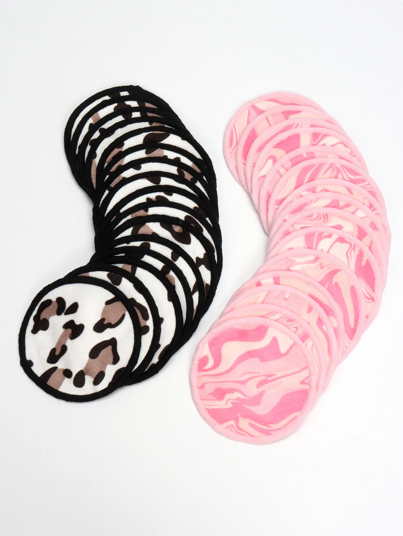 Printed Bamboo Fiber Makeup Remover Pads 6/12/24 Pieces Made of a Blend of Fiber Extracted from Natural Bamboo and Polyester, I 2
