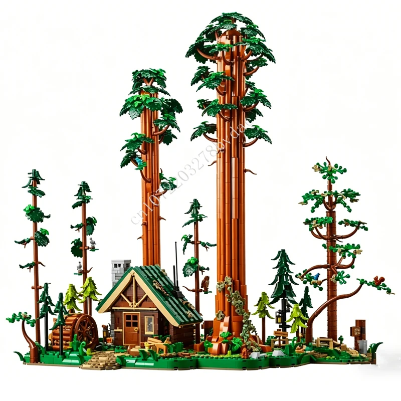 3187PCS 세쿼이아 트리 트레일 MOC 크리에이티브 스트리트 뷰 모델 빌딩 ..