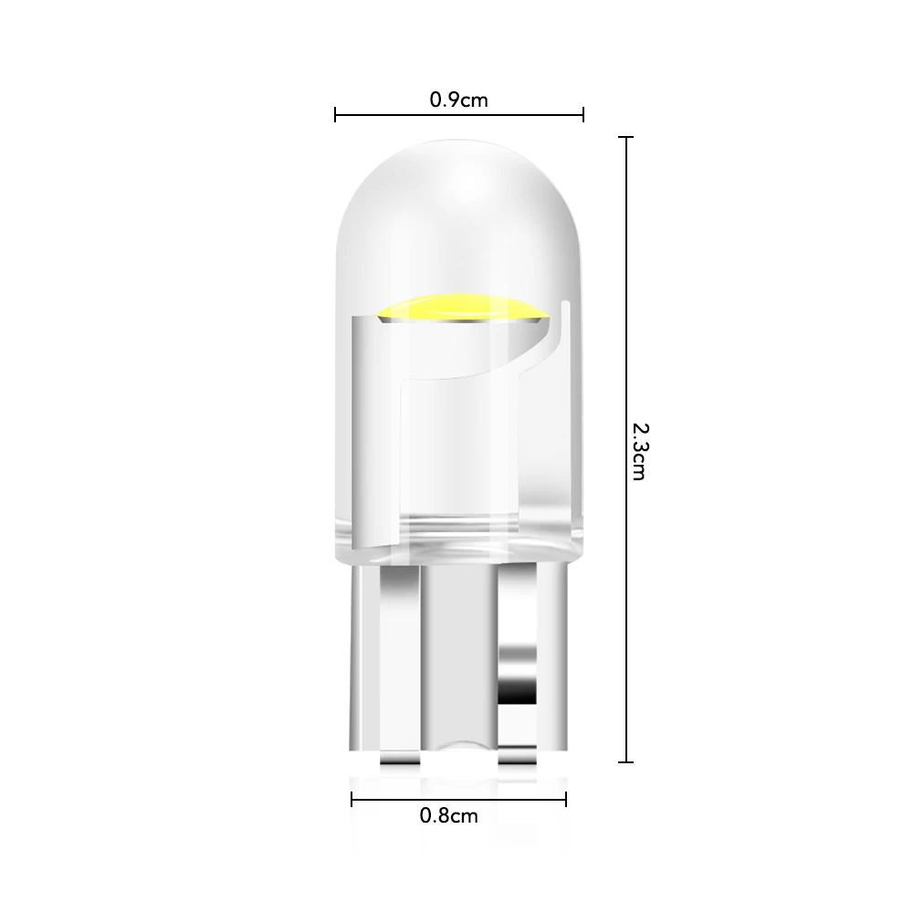 LED 자동차 조명, COB 유리, 6000K 전구 스타일, 폭스바겐 골프 4 5 6 7 폴로 티구안 파사트 투란 시로코 비틀, 10x W5W T10, 12V