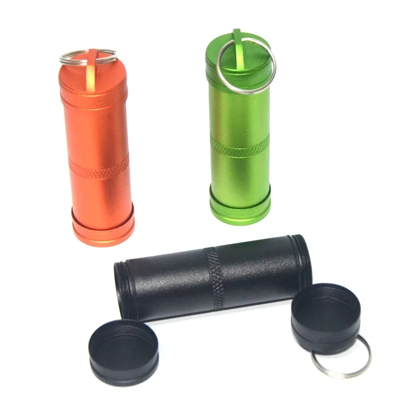 

1PC Aluminum Waterproof Pill Medicine Bottle Outdoor EDC Keychain Tool Pendant Small Waterproof Container Box Case Tank