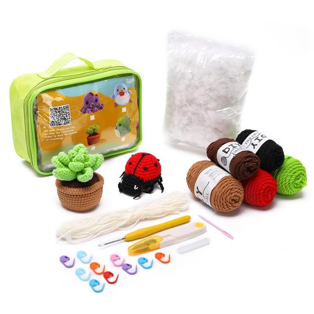 Beginners Woobles Crochet Kit Durable Beginner Crochet Set Knitting Kit  With Succulents And Ladybug DIY Craft Art For Home - AliExpress