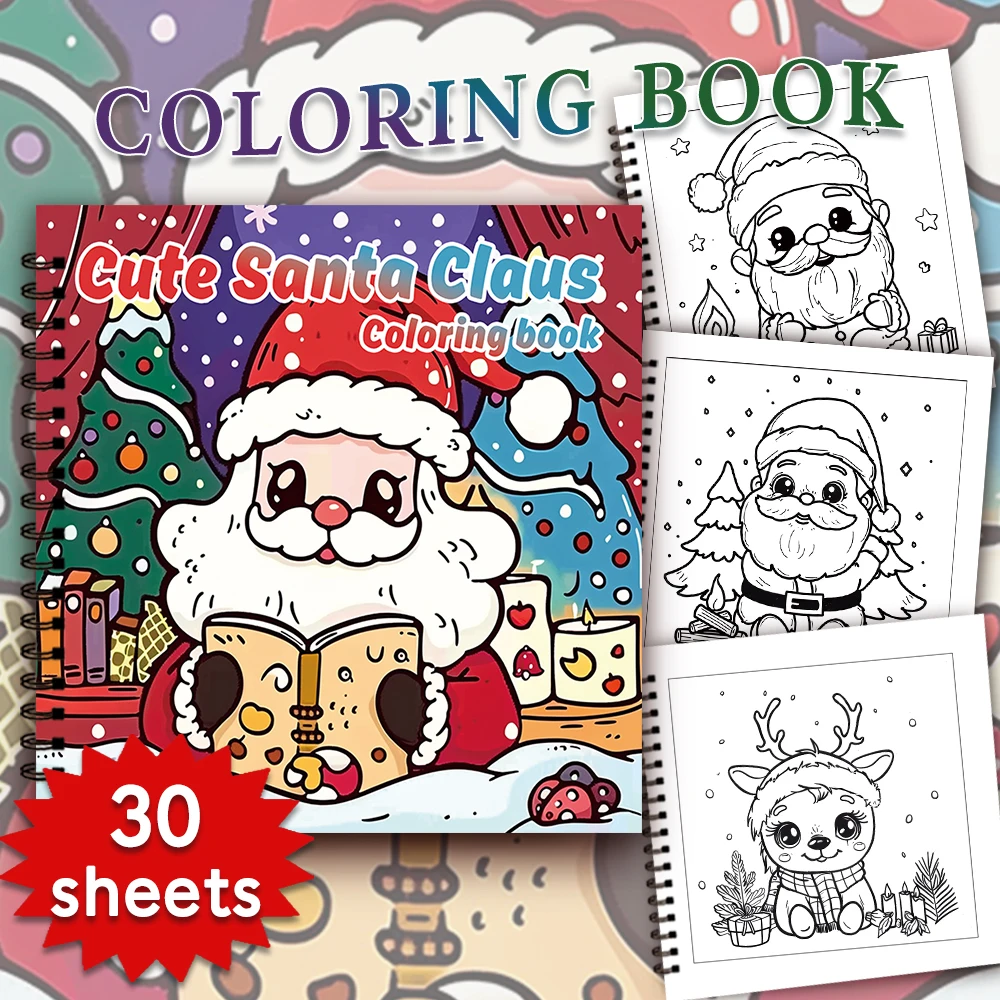 30 Sheets Spiral Coloring Book, 8.3x 8.3in100gsm Thick Paper for Adult Teenagers for Emotional Relief, Christmas Gift 2