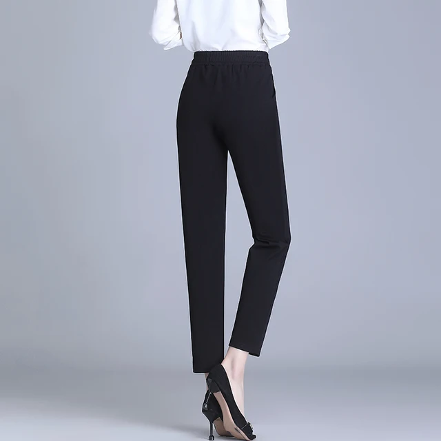 Women's Pants Black High-Waisted Nine-minute Haren Pants women's Loose Spring and Autumn Slacks 2025 New All-Matching SlacKs 2