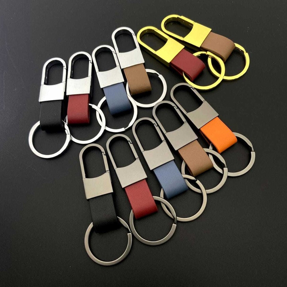 Custom Laser Engravable Leather Keychain Premium Metal Car Key Ring Personalized Holder Business Gift Wholesale Retail for Men