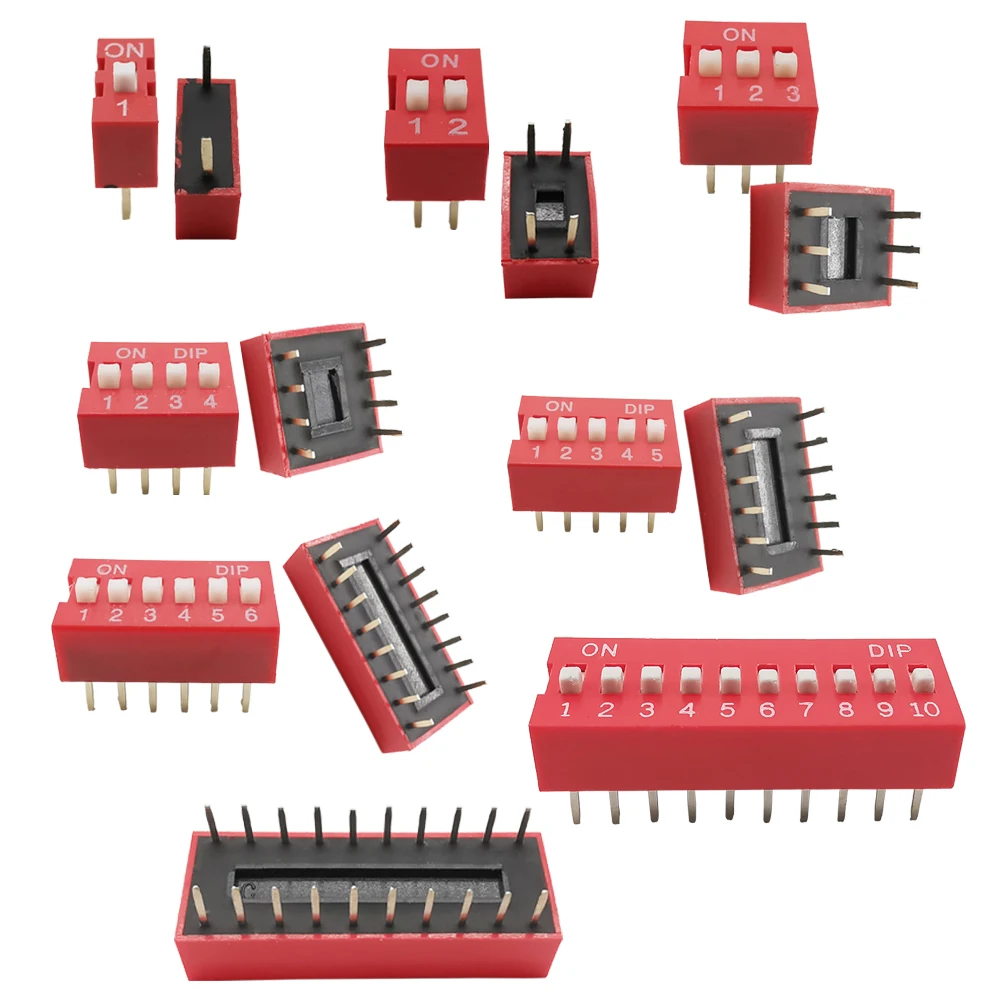Lot D'interrupteurs DIP Switch 2.54 Mm (1P à 10P) - Pour Circuits électroniques