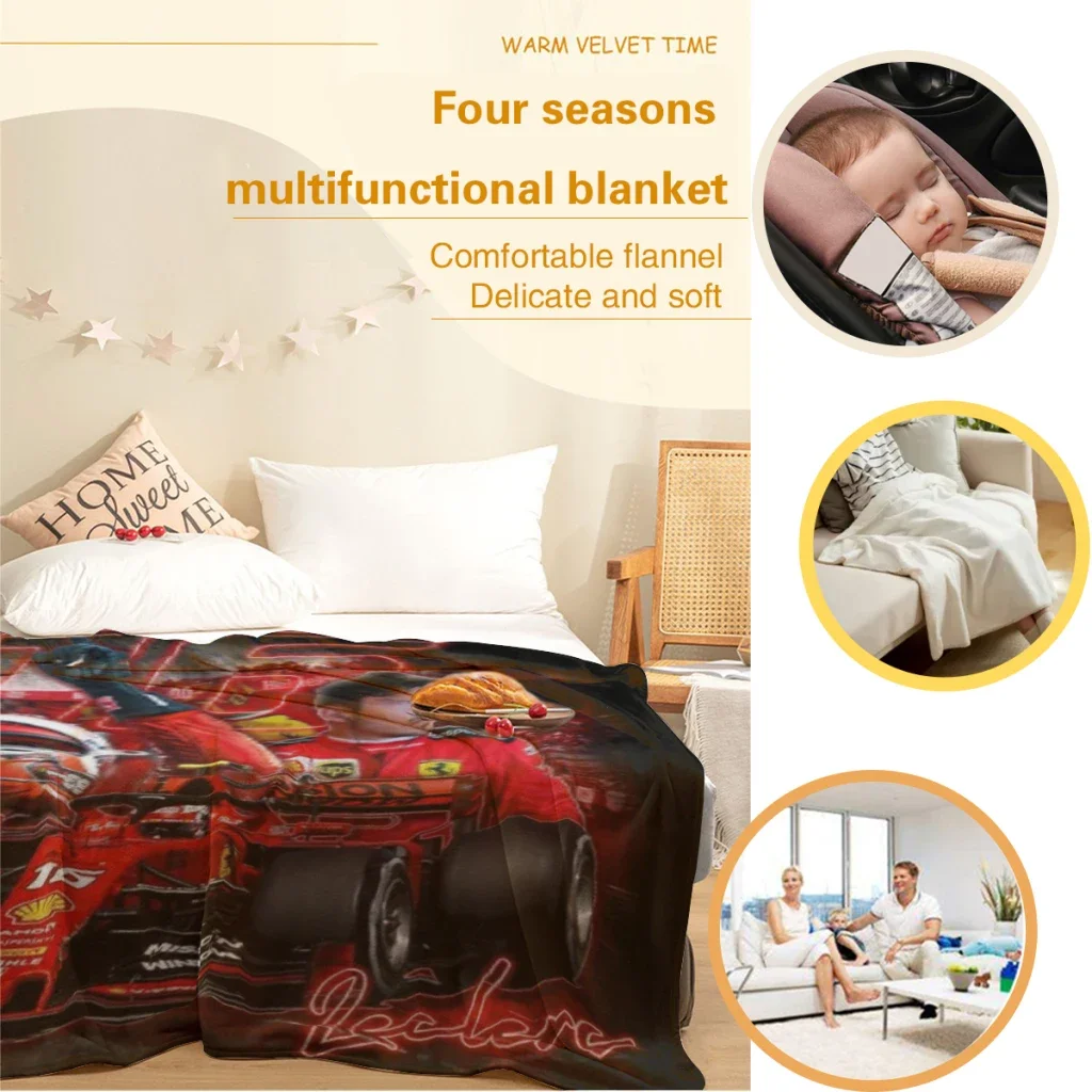 charles leclerc fan art Thin Blanket Fluffy Soft Bedroom Decor Sofa Blankets Comforter Home and Decoration Summer Blanket 4