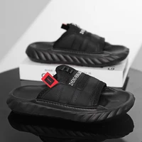Black Beach Sandals for Men Non Slip Cushioned Sole Lightweight Outdoor Shoes Mens Summer Park Casual Fashion Slippers