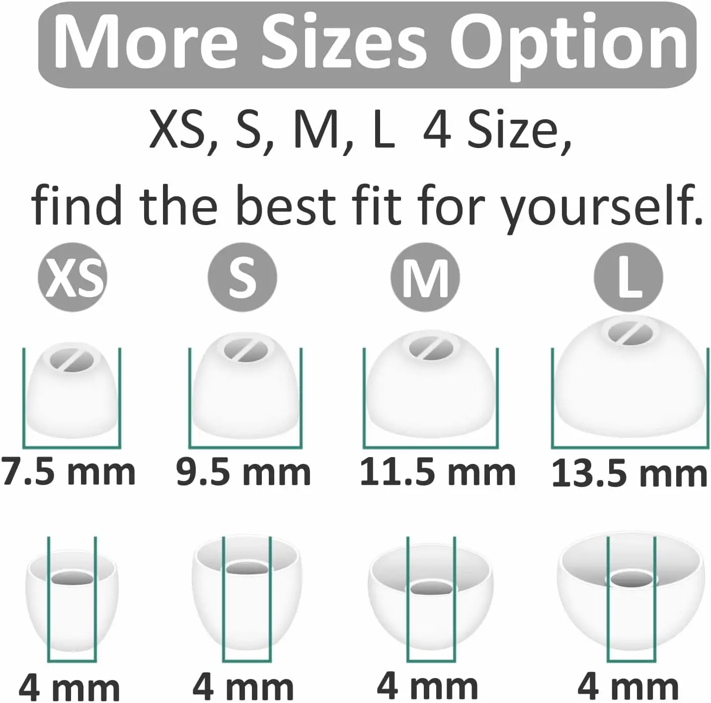 8 Pcs For Sennheiser CX Plus/Momentum 2/CX 300S Ear Tips, XS/S/M/L 4 Size Replacement Soft Flexible Silicone Eartips Earbuds