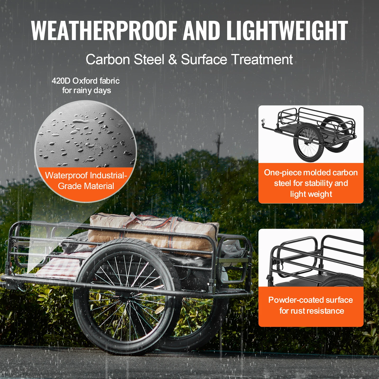 275 lbs Foldable Bike Cargo Trailer with Hitch