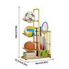 Basketball Storage Rack Vertical Metal Basketball Organizer Sports Ball Storage Stand with Basket Garage Organizer 6