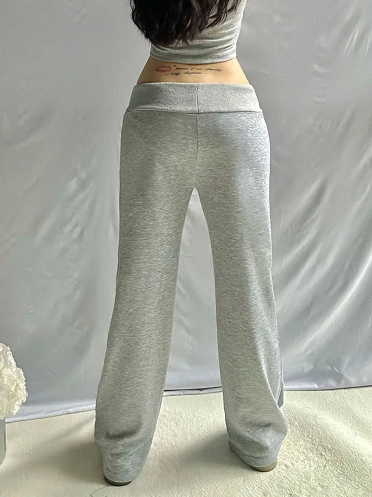 IAMSURE Casual Basic Solid Pockets Track Pants Loose Low-Waisted Wide Lge Pants Women 2024 Summer Fashion Streetwear Ladies