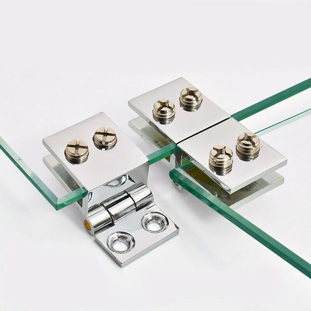 90 180 Degree Bilateral Clip Home Easy Install Glass Clamp Zinc Practical Durable Cabinet Door Hinge Bathroom Furniture Cupboard