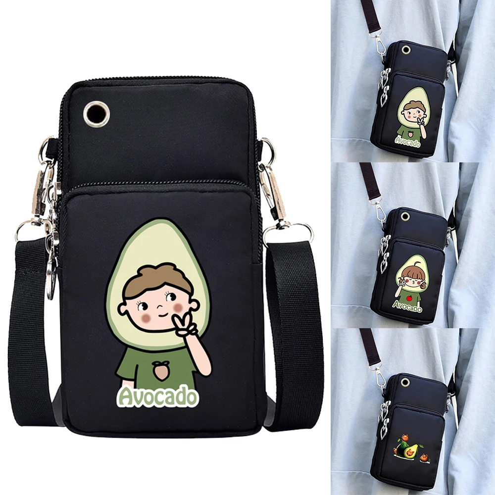 Women's Minimalist Messenger Bag Avocado Print Shoulder Wallet Ladies Crossbody Mobile Phone Purse Female Card Holder Handbag
