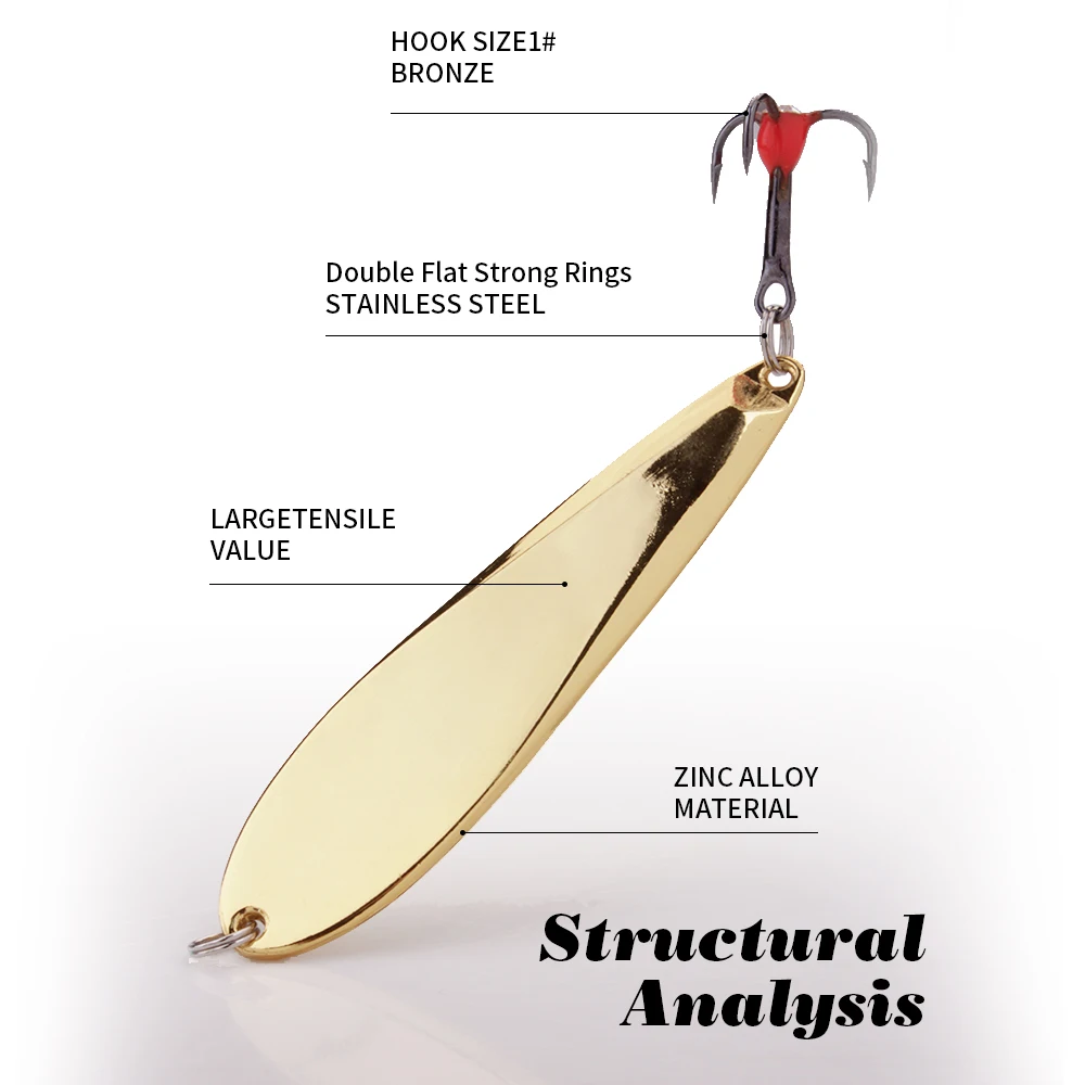 FISH KING Vertical Jigs Winter Ice Fishing Lure 73mm/12g 1PCS Metal Spoonbait with Treble Hook for fishing of perch and pike