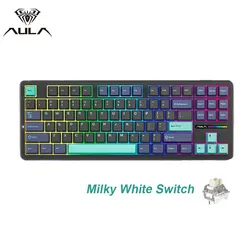 Enhanced Wireless RGB Mechanical Keyboard with PBT Gasket and Silent Typing Experience - Milk Switch (Dark Storm MW)