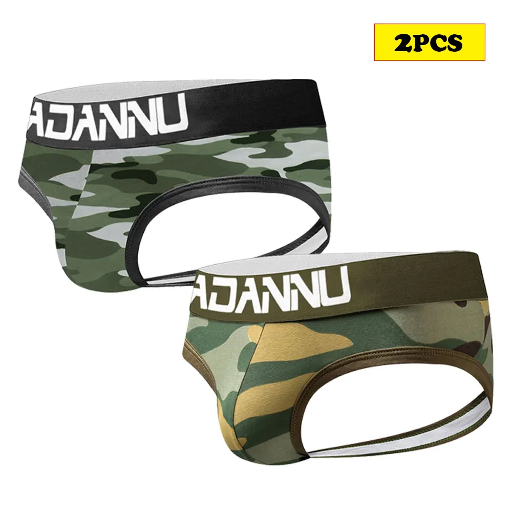 

2PCS Men Camouflage Underwear Sexy G-string Jockstraps Gay Tanga Thongs Sexy Jock Strap Briefs AD142