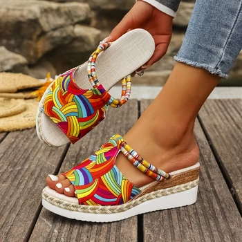 Summer New Round Toe Comfortable Temperament Casual Slippers for Women Fashionable Elegant Sexy Banquet High Heel Slippers 1