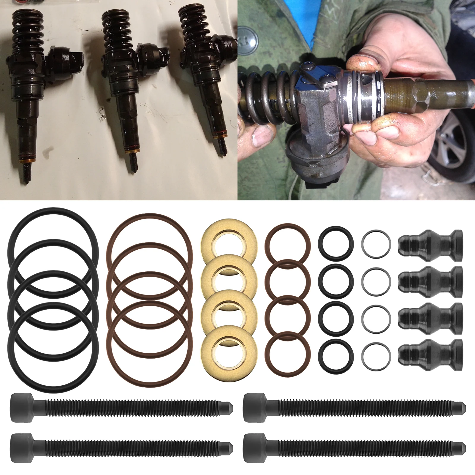 Fuel Injector Nozzle Seal Kit 4Set 1417010997 038103385A Injector Bolt Studs Screws for Ford Audi VW Seat Skoda 1.4/1.9/2.0 TDI injector repair kits diesel injector gasket