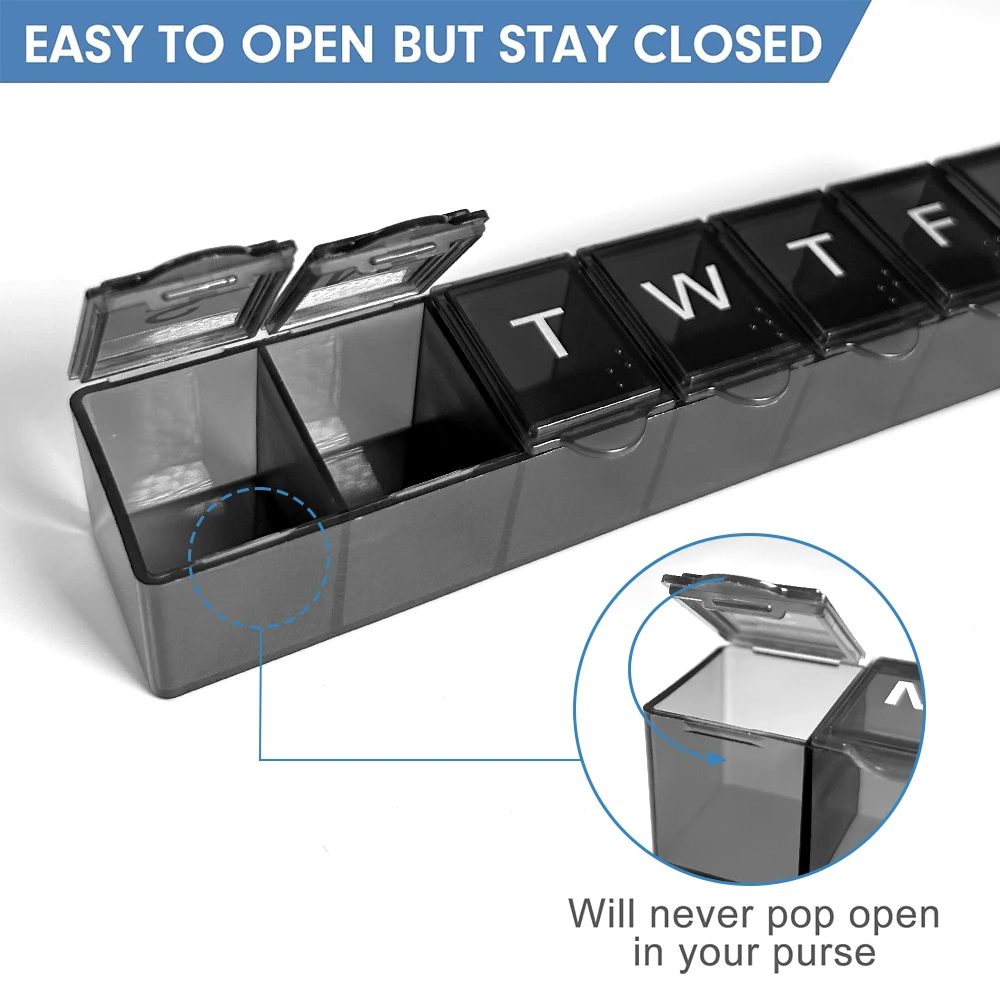 Weekly Pill Organizer, 7-Day Easy-Open Medicine Container