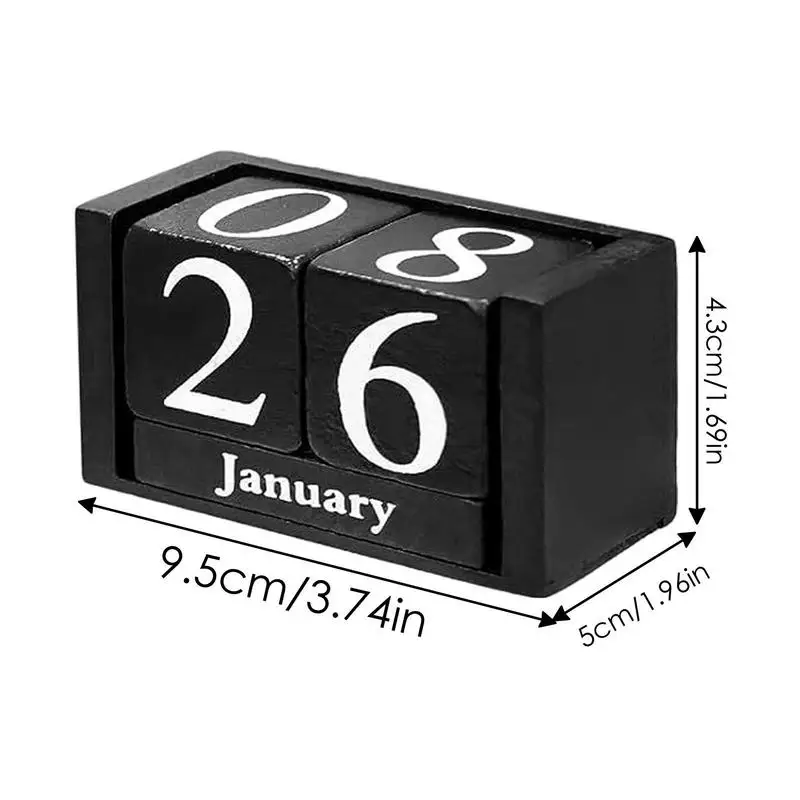 나무 달력 블록, 결혼 나무 달력 블록, 휴대용 나무 조각, 벽난로용 영구 달력 책상 장식