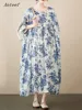 short sleeve oversized cotton vintage floral New in dresses for women casual loose long summer dress elegant clothing 2025