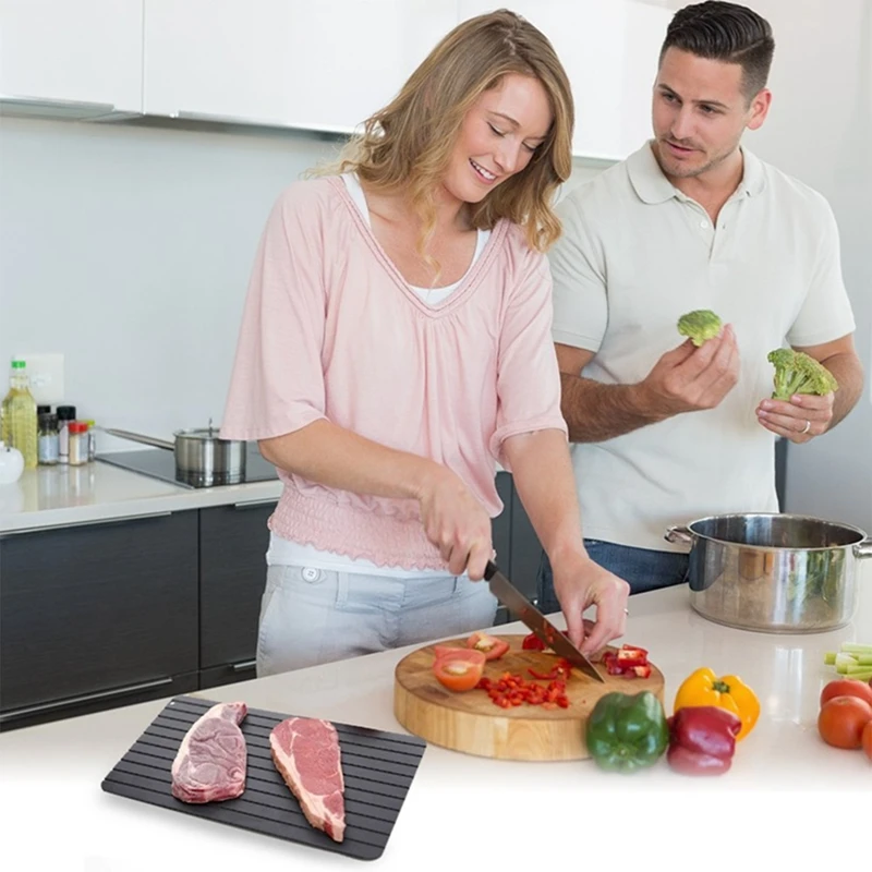 Defrosting Tray 3 Sizes Fast Defrosting Tray Quick Aluminum Thawing Plate Frozen Food Meat Fish