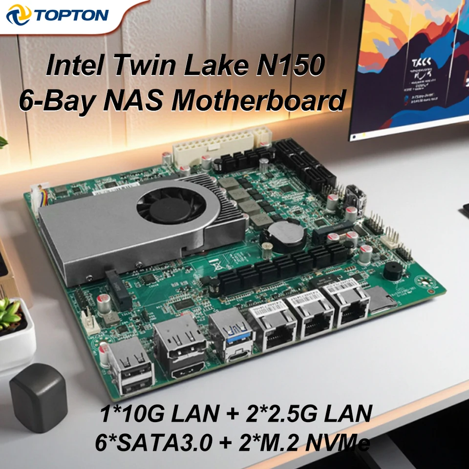 Bitcoin Mining Machine Mining Motherboard 8 Gpu N20 Intel Twin Lake N150  ITX NAS Motherboard, 6x