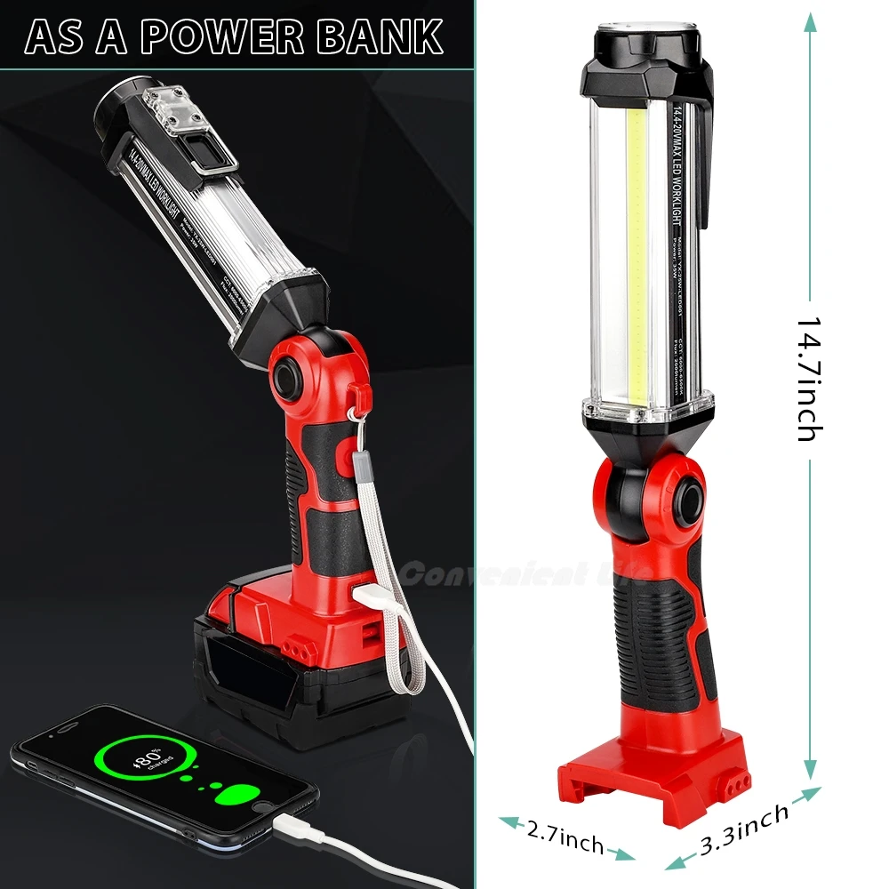 Cordless LED Work Light for Milwaukee 18v M&18 Li-ion Battery 35W 2000LM Outdoor