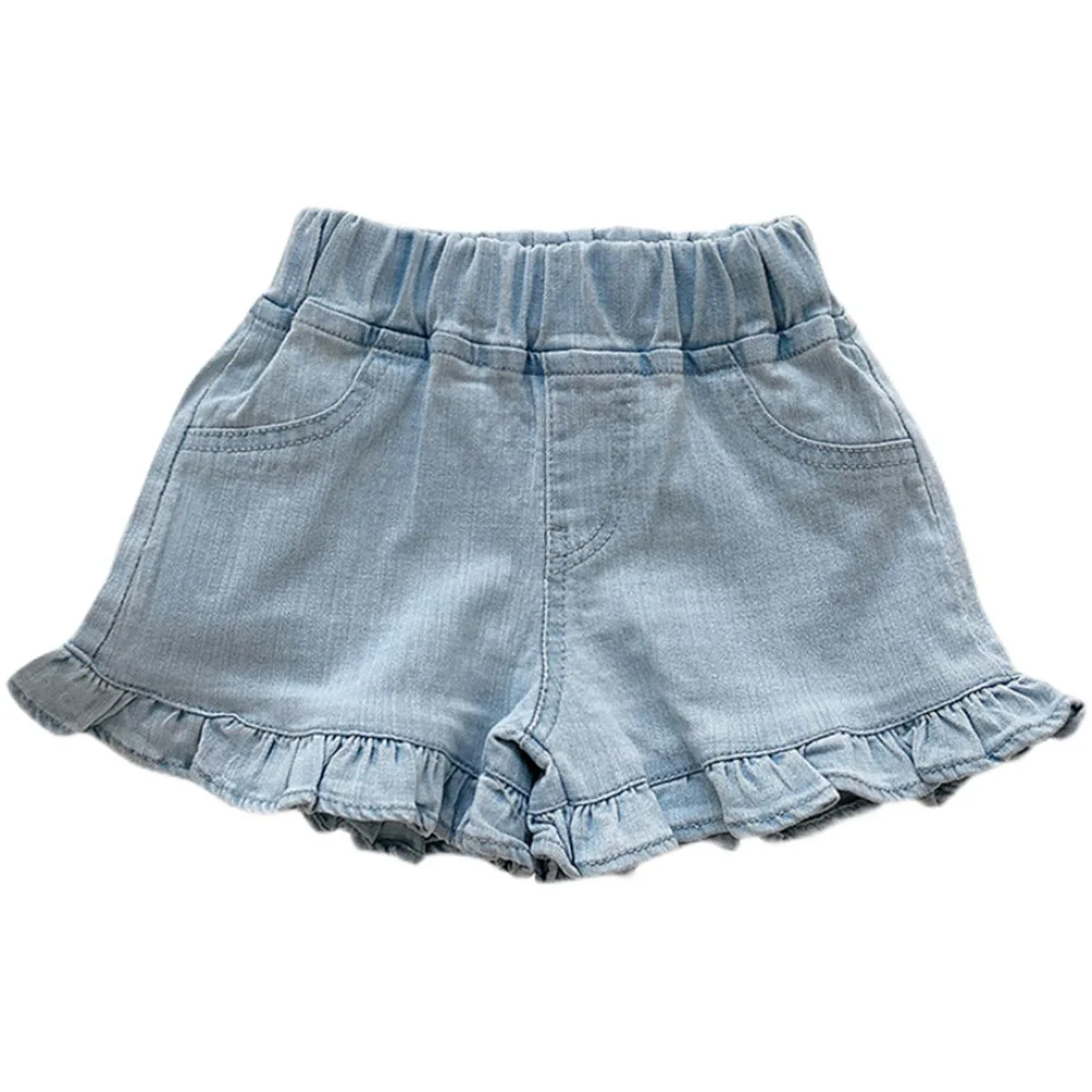 2-8Years Old Baby Girls Denim Shorts New Summer Fashion Elastic Waist Ruffles Hot Pants Korean Style Kids Girl Short Jeans