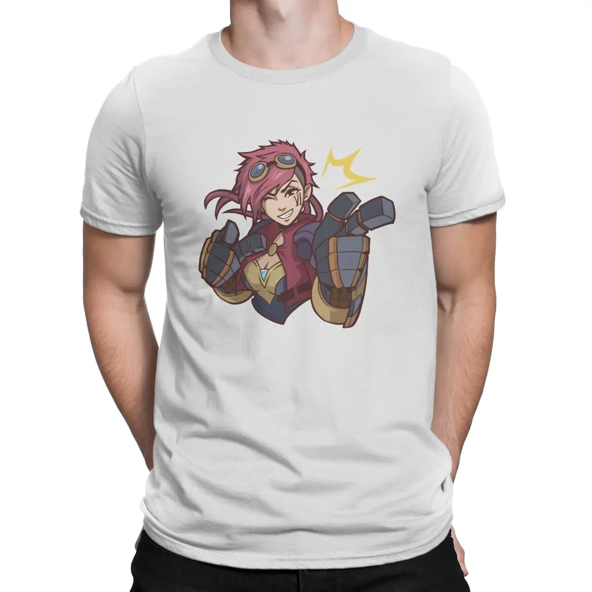 thumbnail image 1 of Camisetas Humor Vi para hombre, cuello redondo, algodón puro, camiseta Arcane League of Legends LOL Game, camiseta de manga corta, ropa de regalo, 1 of 7