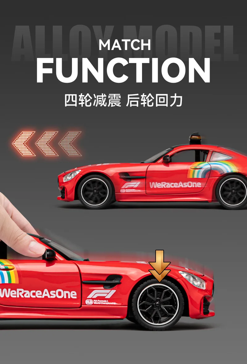 1:24 Mercedes-Benz Amg Gt F1 Safety Car Alloy Car Model Sound And Light Pull Back Toy Car 22 1:24 Mercedes-Benz Amg Gt F1 Safety Car Alloy Car Model Sound And Light Pull Back Toy Car