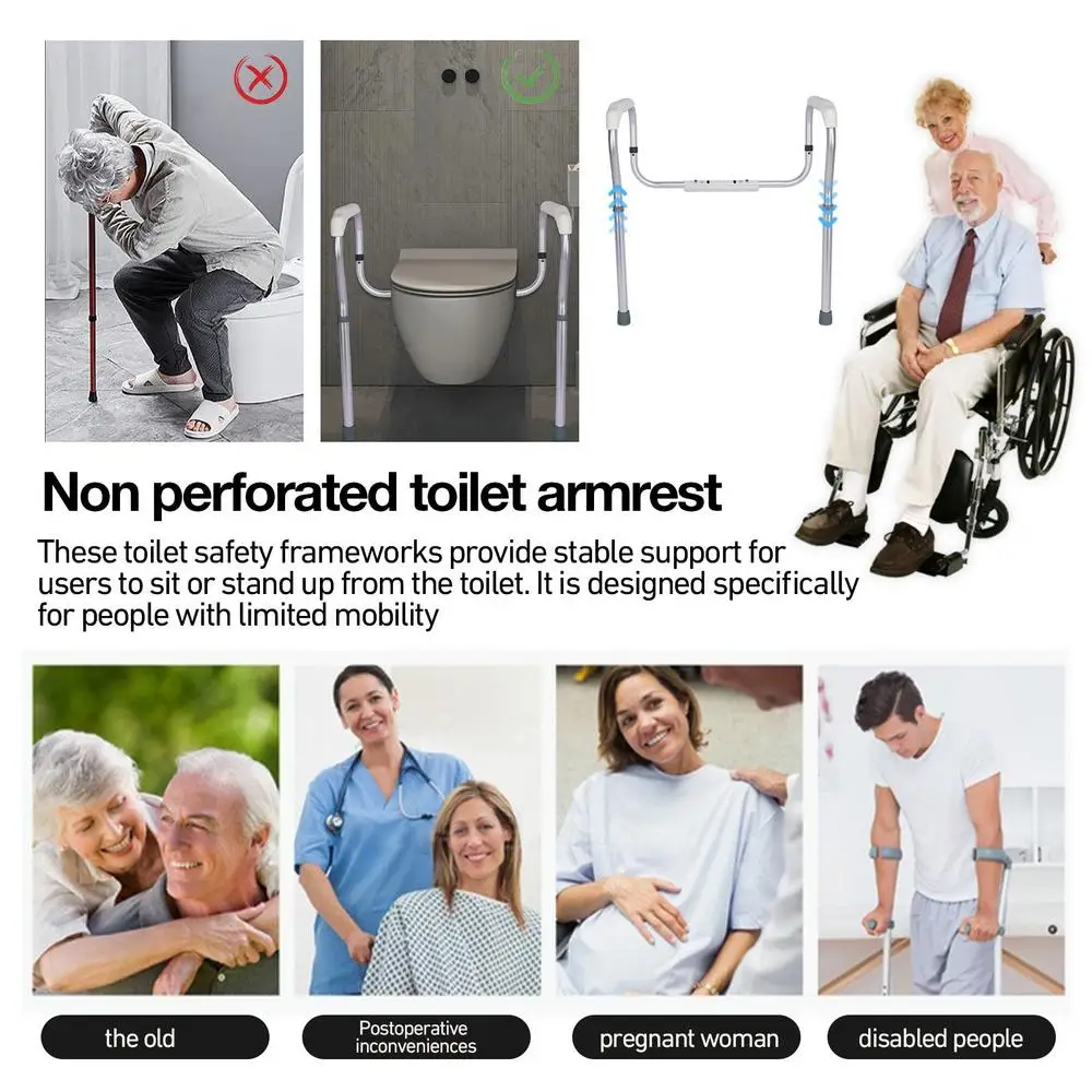 Description Picture 5 of itemToilet Rails Multiusage Bathroom Safety Frame Adjustable Easy Assembly Anti Slip Toilet Grab Bar With Handle home supplies