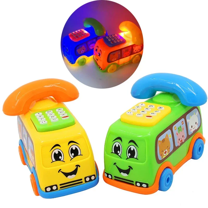 1 PC Cartoon Baby Electric Phone Car Model with Ring and Light Gifts Early Educational Developmental Music Sound Learning Toys 5