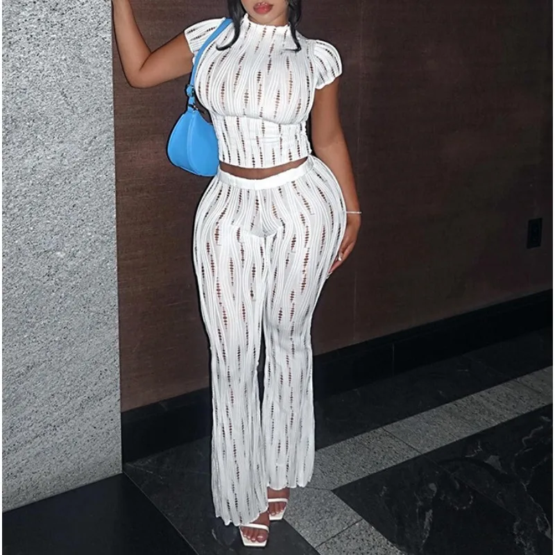 Women New Fashion Short Sleeved Top & Long Pants Set Female Clothes 2024 Summer Women's Casual Trousers Sets Two Piece Outfits