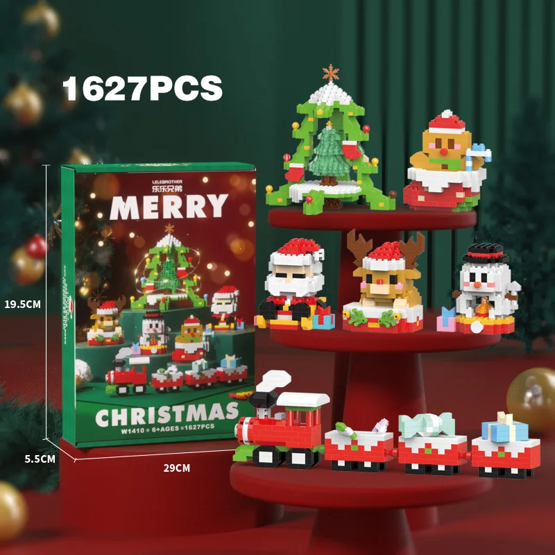 Festive Micro Building Block Christmas Gift Set - Santa Claus, Reindeer & Holiday Puzzle Bricks