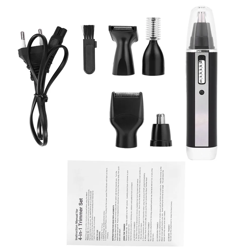 4-in-1 Rechargeable Mens Electric Nose Ear Hair Trimmer Womens trimming sideburns eyebrows Beard Hair Clipper Cut Shaver