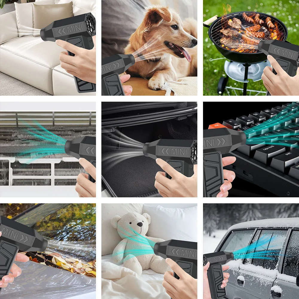 Violent Fan Turbo Jet Fan Electric Air Duster 4 Gears Adjustable Car Blowing Snow Cleaning Blower Tool 130000RPM Portable Type-C