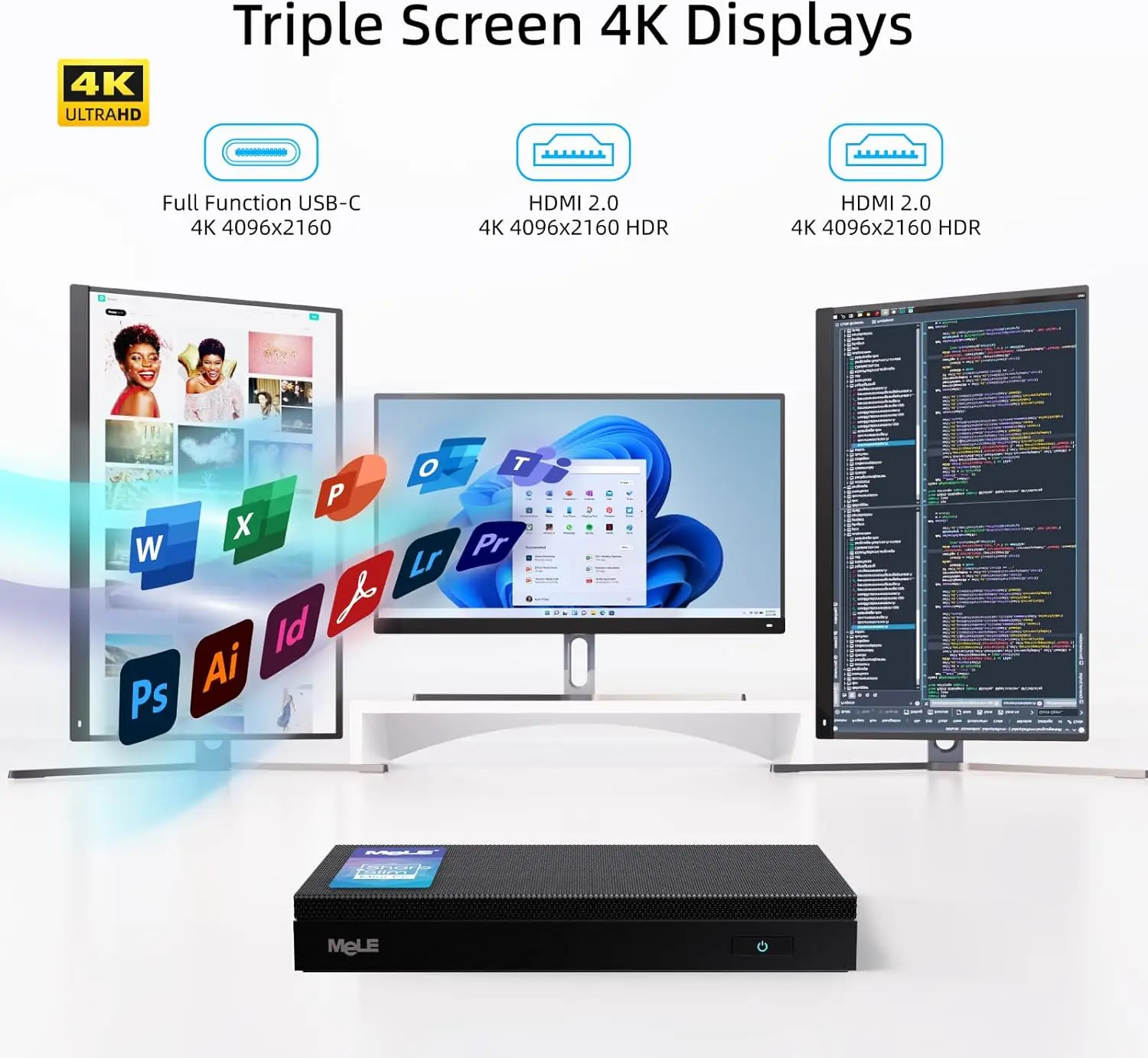 MeLE N100 Mini PC 12th Alder-Lake 16GB 512GB Micro Computer HDMI USB-C DisplayPort 1.4 WiFi5 BT5.1 Quieter 4C 5