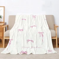 Korean Sweet Cool Broken Flower Bow Fluffy Plaid Warm Winter Blankets for Sofa Cover Blanket Home Interior Bed Throw Beach Towel 1
