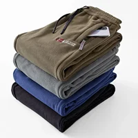 Winter  New Men's Pants Thickened Fleece Warm Pants Solid Color Casual Outdoor Polar Trousers Loose Men Joggers Sweatpants 1