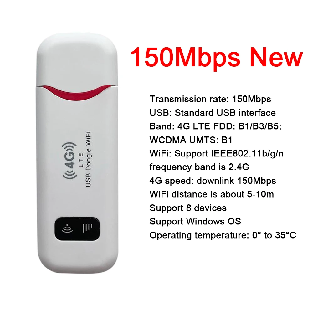 4G LTE Wireless USB Modem Mobile Broadband 150Mbps 4G WiFi Hotspot With Sim Card Wireless Router For Home Office WiFi Adapter - 44 - View #4