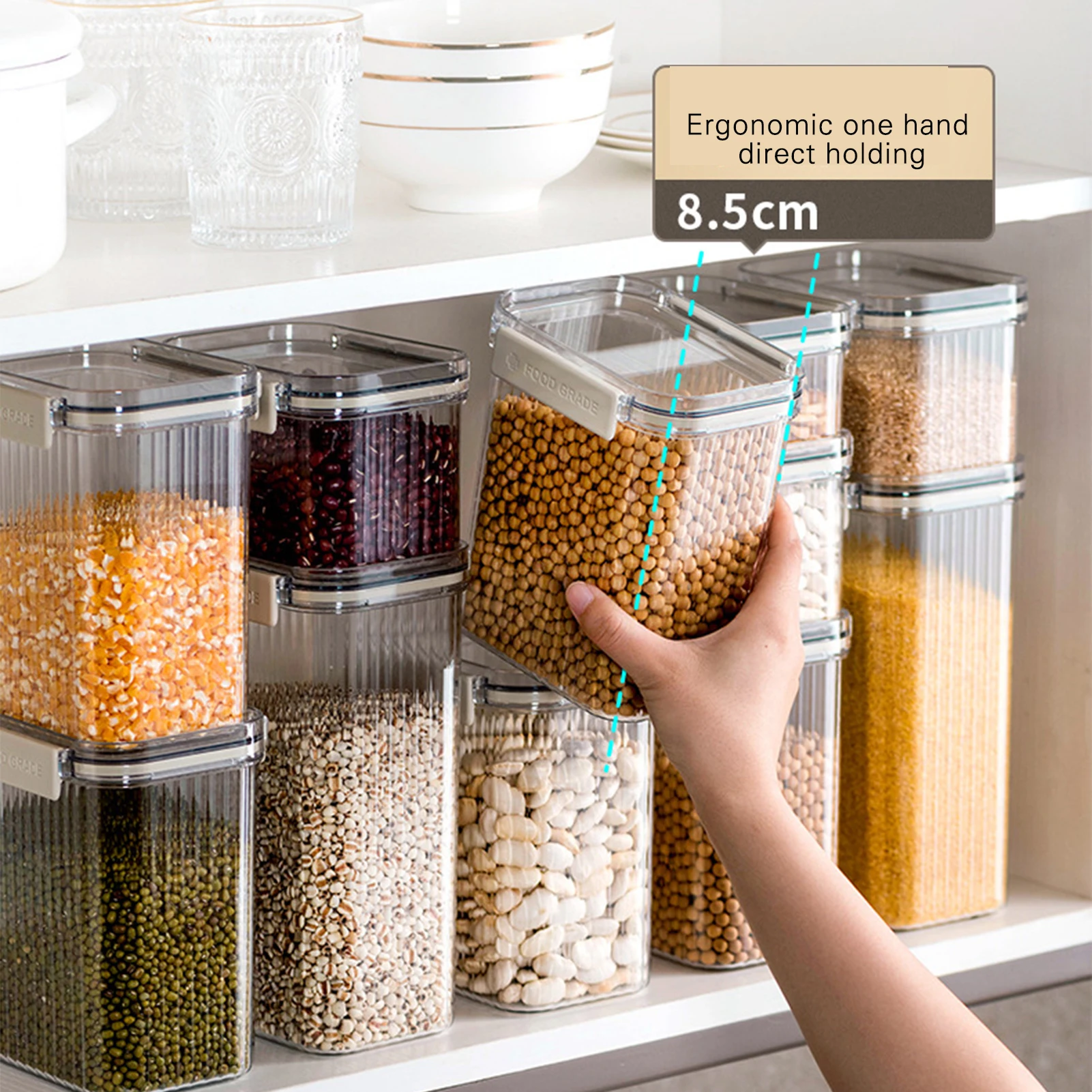 Storage Containers for Food Square Transparent Sealed Box Kitchen Grain  Storage Tank Snack Dried Fruit Storage Jar Accessories - AliExpress