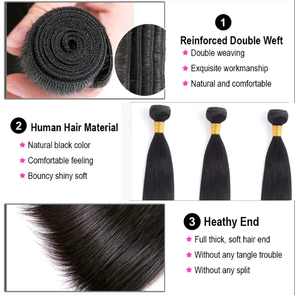 Malaysian Straight Hair Bundles 1/3/4 Pcs 100% Unprocessed Raw Human Hair Straight Bundles Human Hair Extensions For Black Women 4